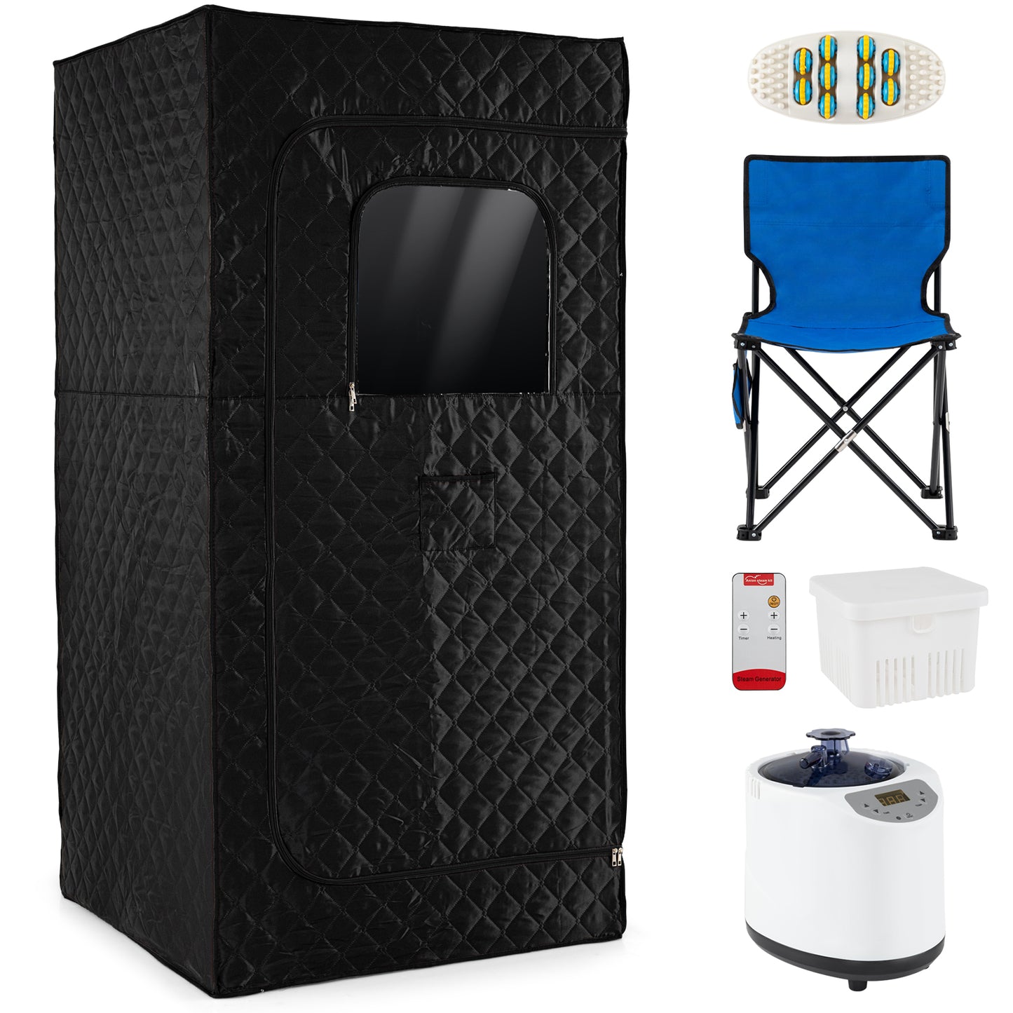 Portable Steam Sauna Box with 3L/1200W Fast-Heat Steamer and 15-Level Temperature-Black
