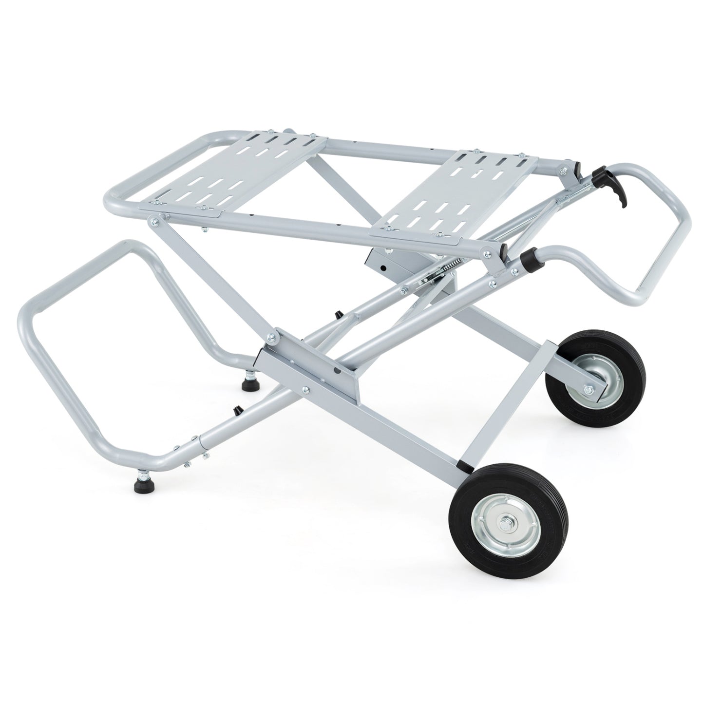 Portable Table Saw Stand Rolling Foldable Heavy Duty Metal Base with 8-Inch Rubber Wheels-Silver