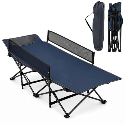 Portable Travel Toddler Cot Bed with Guardrail for Outdoor Indoor-Gray