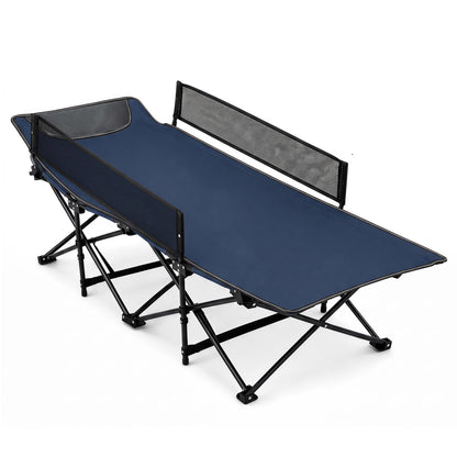 Portable Travel Toddler Cot Bed with Guardrail for Outdoor Indoor-Gray