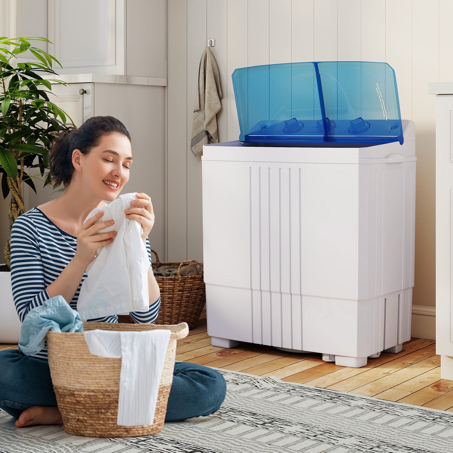 Portable Washing Machine with Built-in Drain Pump-Black