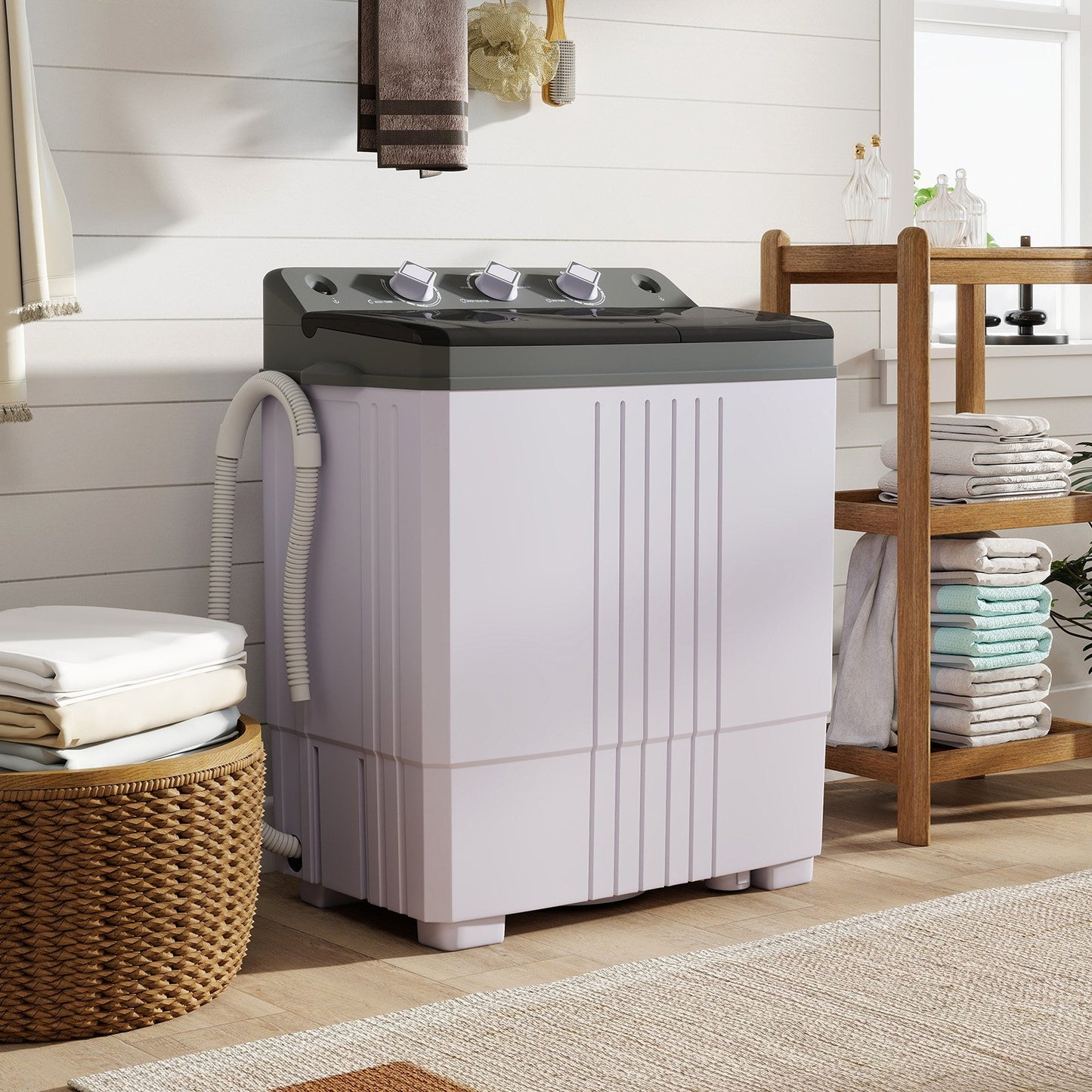 Portable Washing Machine with Built-in Drain Pump-Black