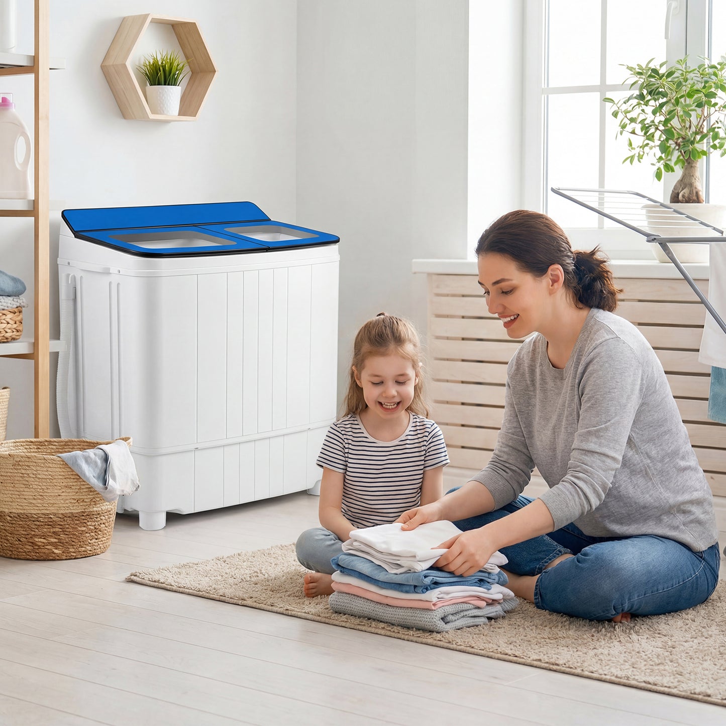 Portable Washing Machine 18 lbs Mini Laundry Machine with 11 LBS Washer-Black