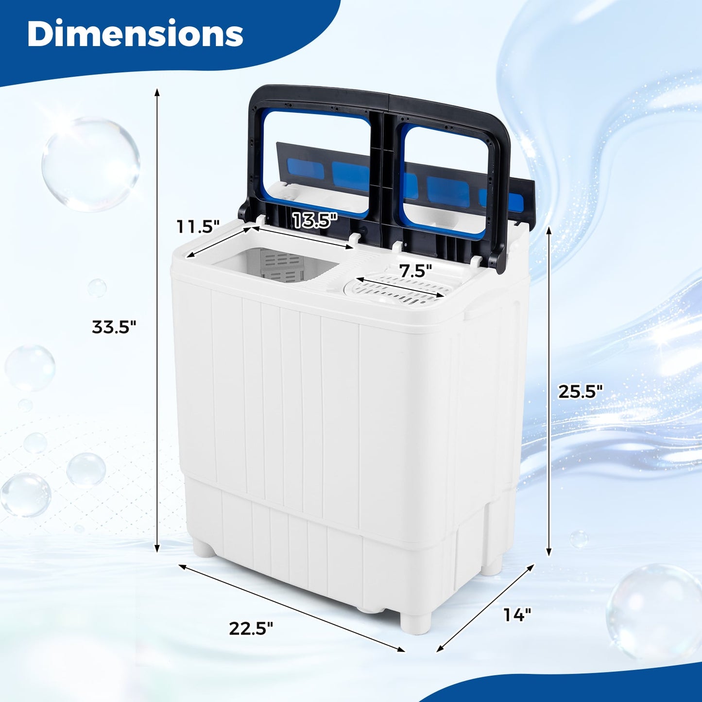 Portable Washing Machine with 18 LBS Washer and 8 LBS Spinner Combo-Black