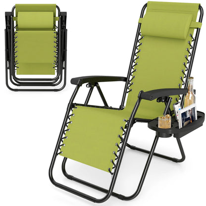 Gray portable zero gravity chair with cup holder tray and adjustable backrest, outdoor lawn and patio seating by Wilsons Home Store.