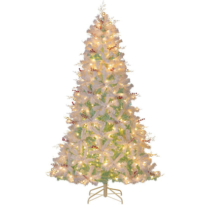 Pre-Lit Artificial Christmas Tree with Snow Flocked Branch Tips-S