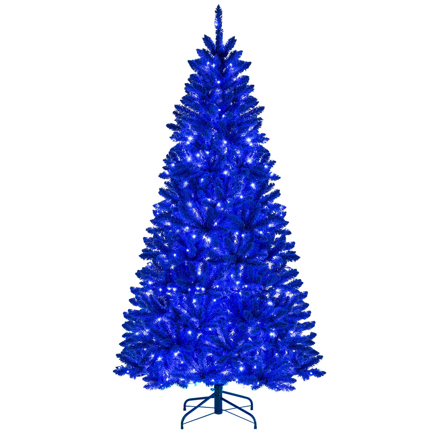 Pre-Lit Artificial Christmas Tree with 340 Blue LED Lights and 3 Modes-7 ft