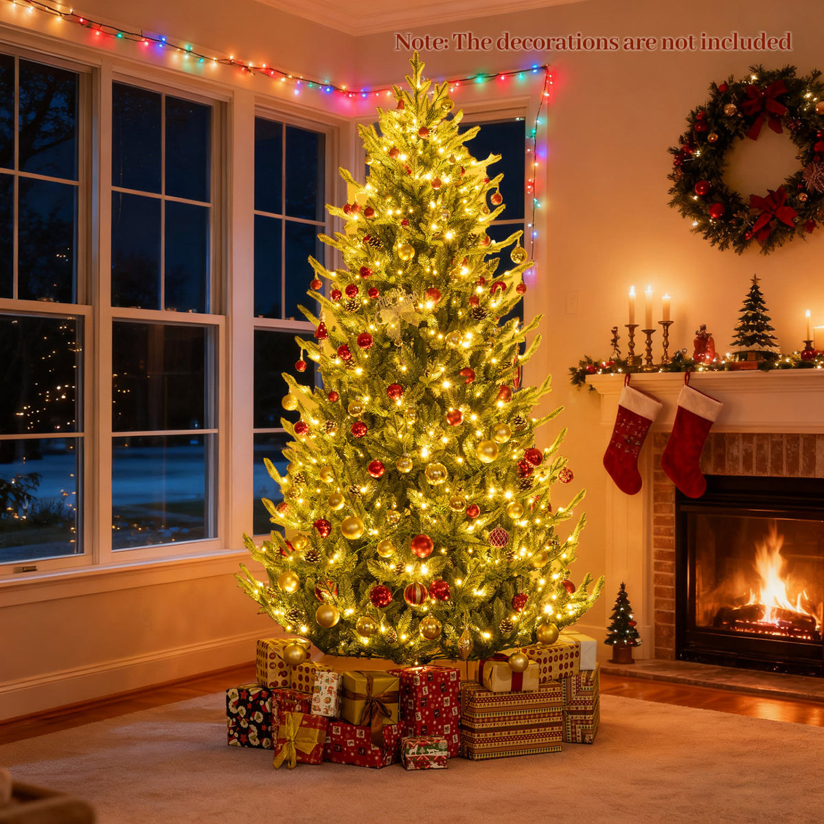 Pre-Lit Artificial Christmas Tree with Multicolored LED Lights-L
