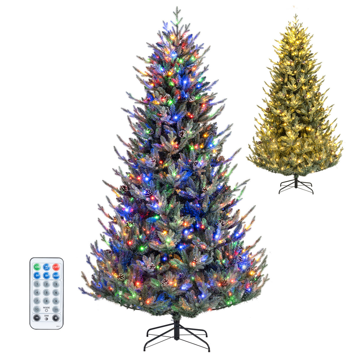 Pre-Lit Artificial Christmas Tree with Multicolored LED Lights-L