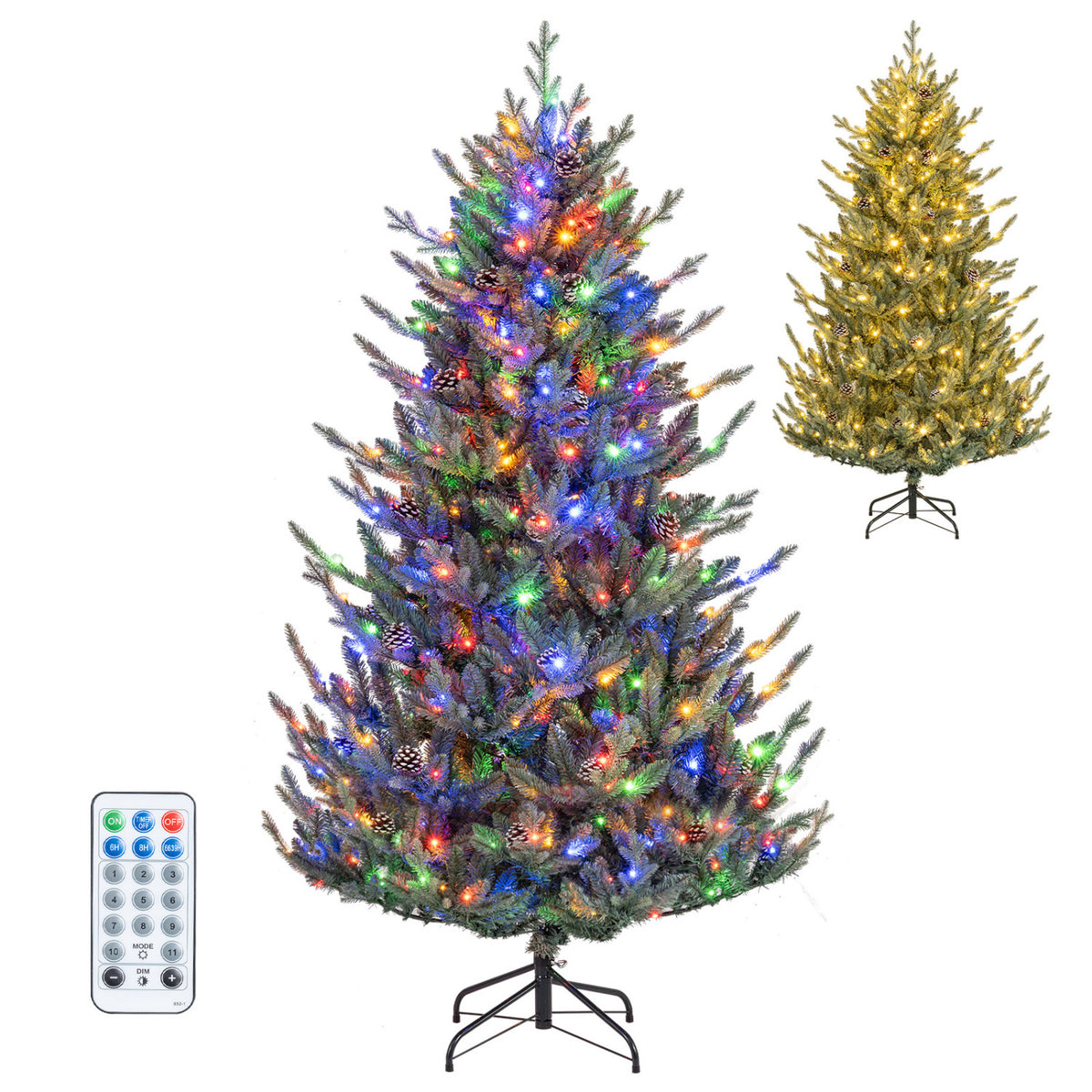 Pre-Lit Artificial Christmas Tree with Multicolored LED Lights-S