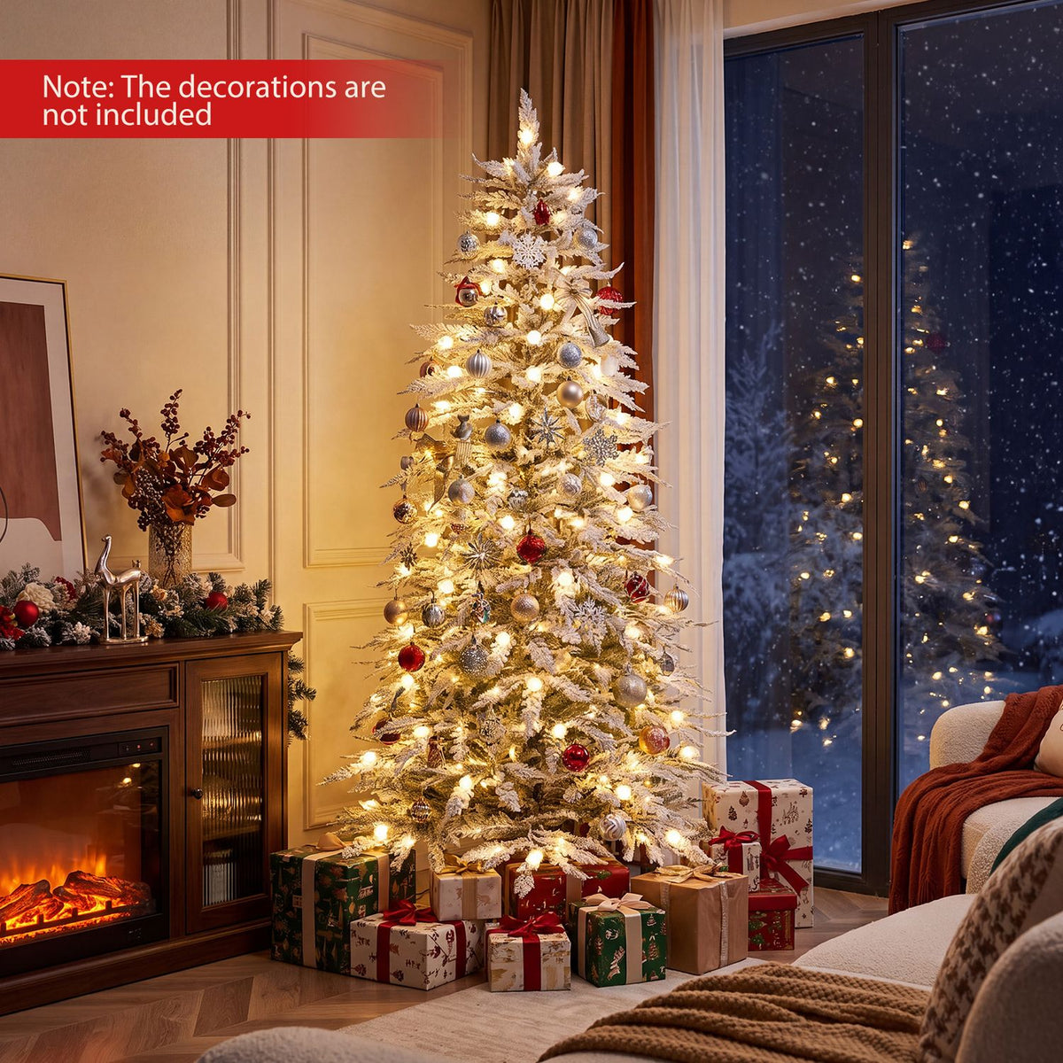 Pre-Lit Artificial Christmas Tree with 280/350/440 Warm White LED Lights and 8-Mode-6FT