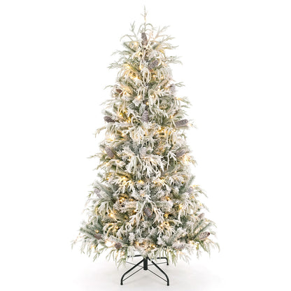 Six-foot pre-lit artificial Christmas tree with warm white LED lights, ideal holiday decor from Wilsons Home Store.