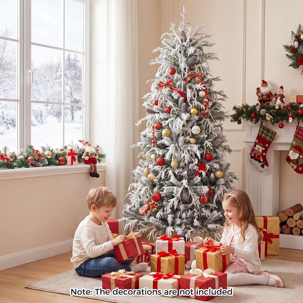 Six-foot pre-lit artificial Christmas tree with warm white LED lights, holiday decor by Wilsons Home Store.