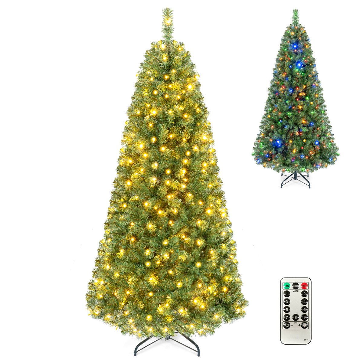 7-foot pre-lit green artificial Christmas tree with full branch tips, perfect holiday decor by Wilsons Home Store