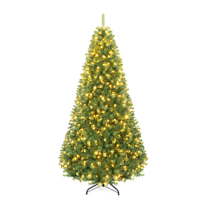 Pre-Lit Green Artificial Christmas Tree with Full Branch Tips-8 Feet