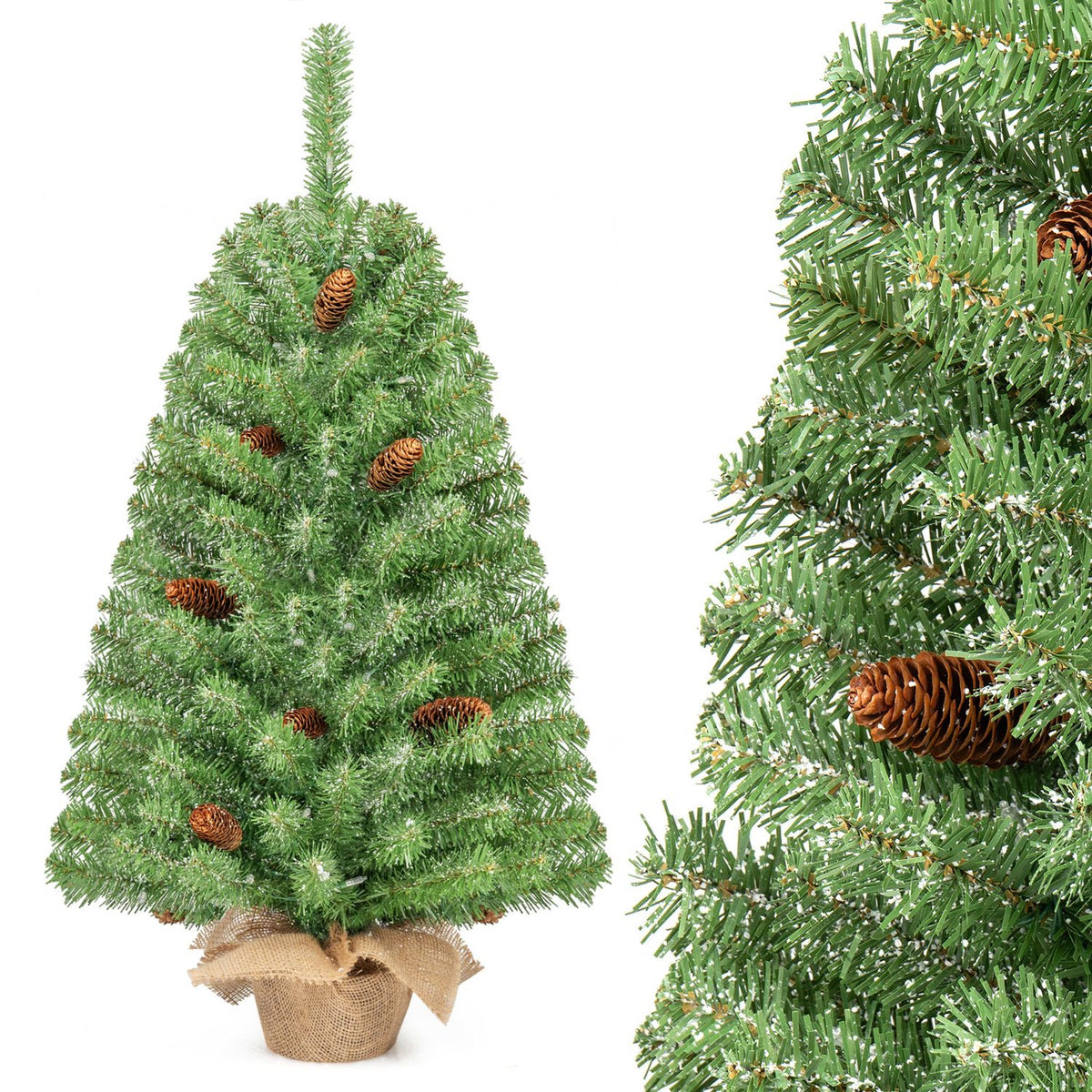 Pre-Lit Mini Christmas Tree with 50 Warm White LED Lights and Timer-3 ft