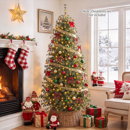 Pre-Lit Pine Christmas Tree with 225 Warm White LED Lights and 8-Mode for Holiday Home Decoration-6 ft