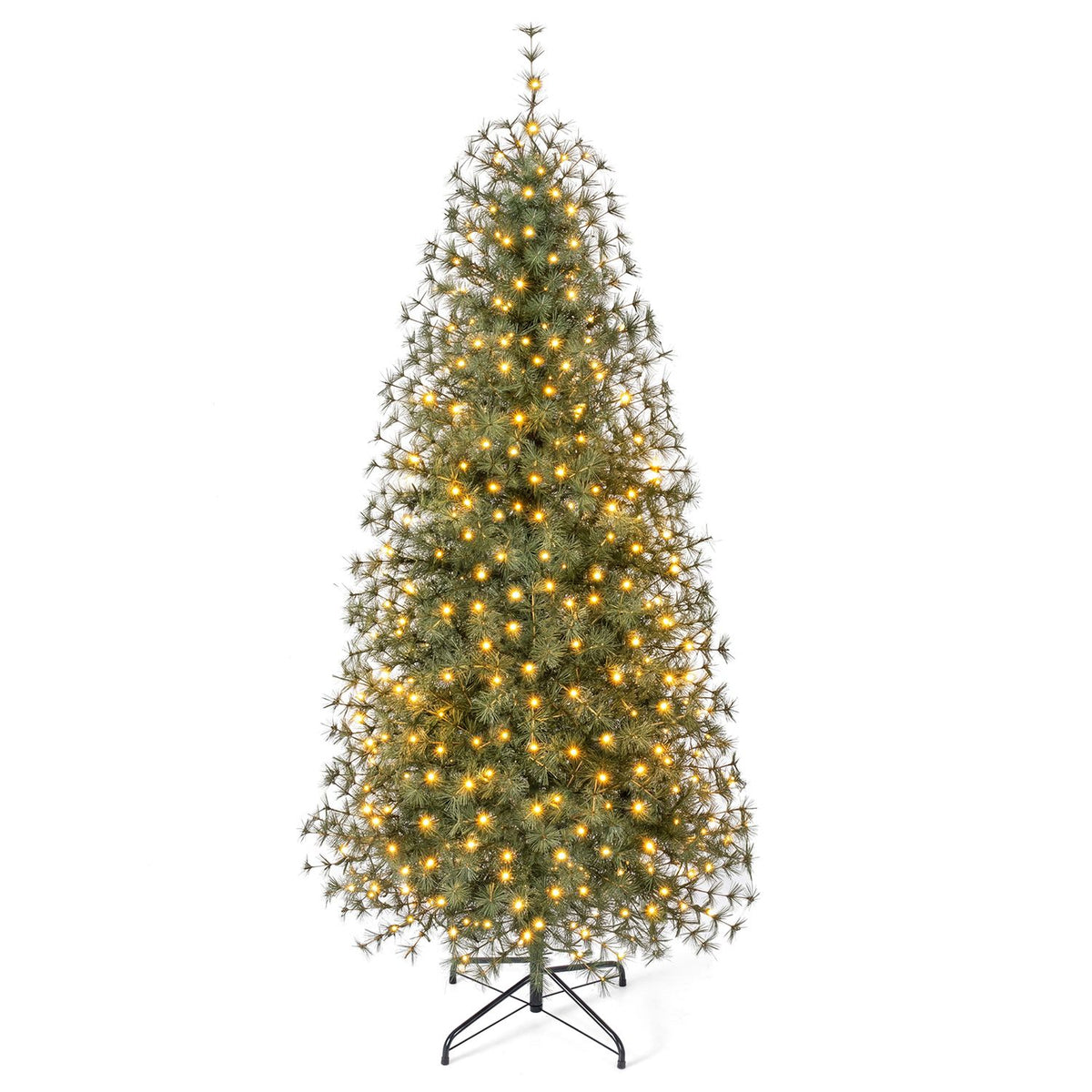 Pre-Lit Pine Christmas Tree with 225 Warm White LED Lights and 8-Mode for Holiday Home Decoration-6 ft