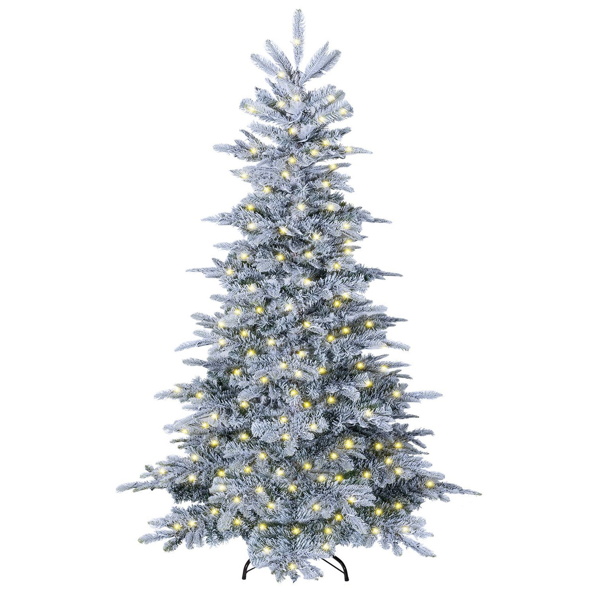 Pre-Lit Snow Flocked Artificial Christmas Tree with Easy-Setup Hinges for Holiday-6FT