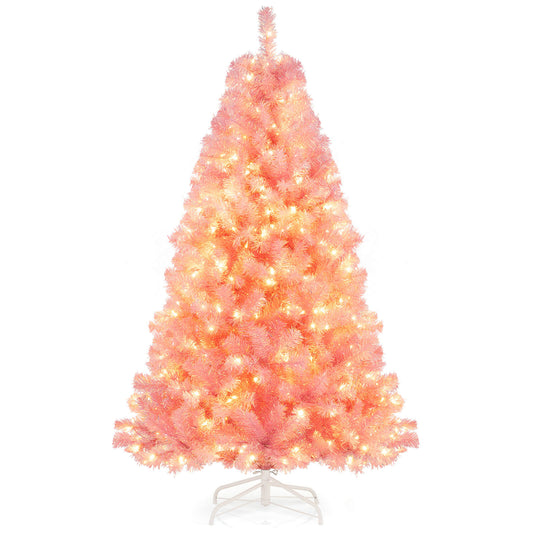 6ft pre-lit tinsel Christmas tree with lush branches, perfect for holiday decoration, featuring built-in lights and festive sparkle