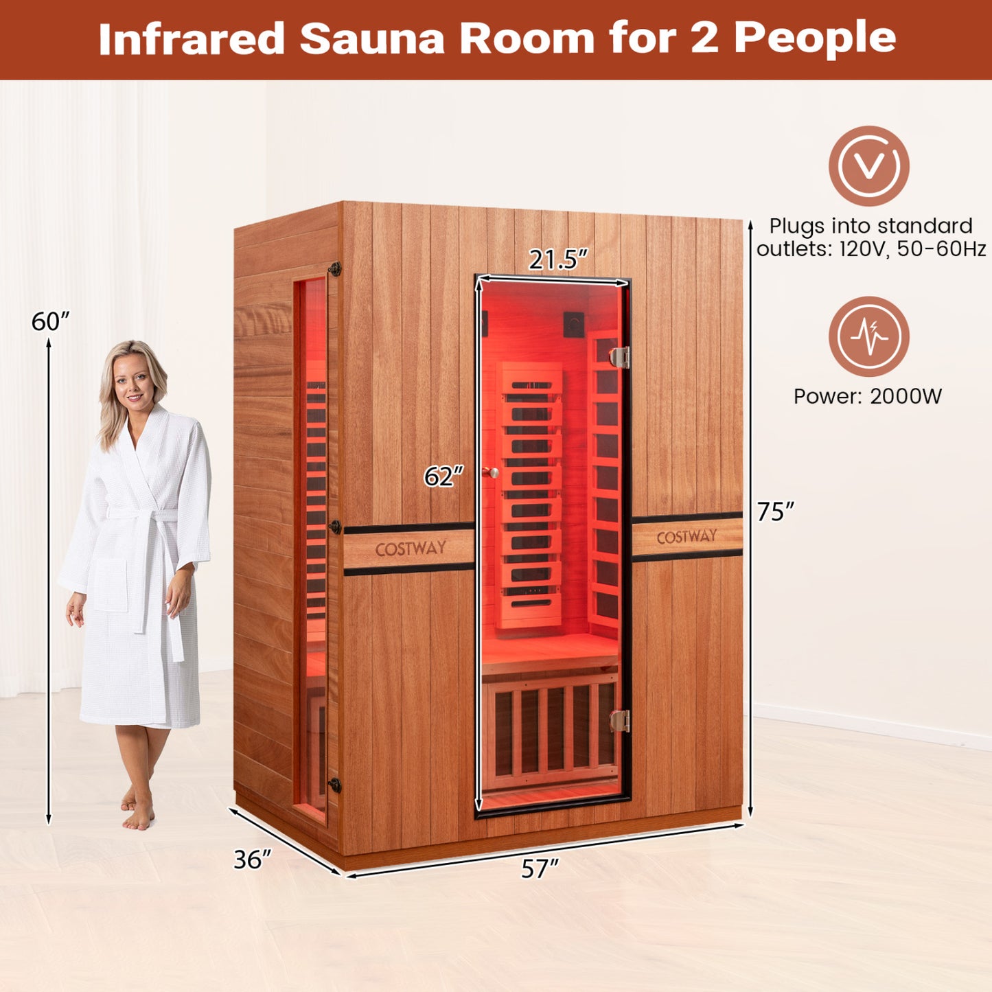 2026 New 3-Person Full Spectrum Infrared Sauna with APP Control for Home