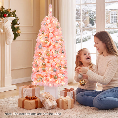 Pre-lit Potted Artificial Christmas Tree with 100/130 Warm White LED Lights-4FT