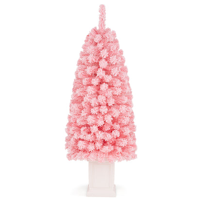 Pre-lit Potted Artificial Christmas Tree with 100/130 Warm White LED Lights-4FT