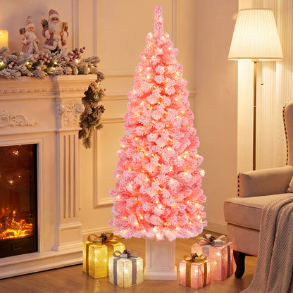 Pre-lit Potted Artificial Christmas Tree with 100/130 Warm White LED Lights-5FT