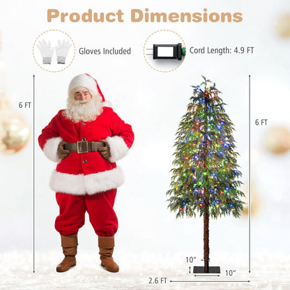 Prelit Artificial Christmas Tree with Warm White and Multicolor LED Lights-6FT