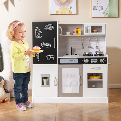 Pretend Play Kitchen with Utensils for Kids Aged 3+-Green