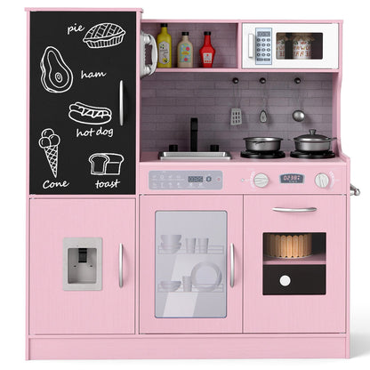 Pretend Play Kitchen with Utensils for Kids Aged 3+-Green