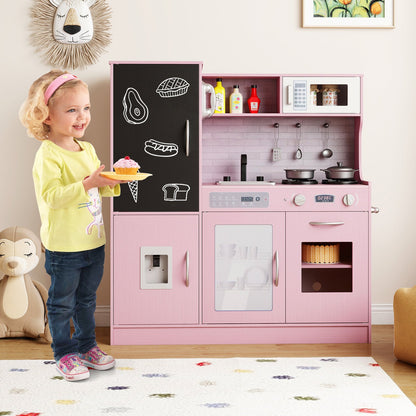 Pretend Play Kitchen with Utensils for Kids Aged 3+-Green