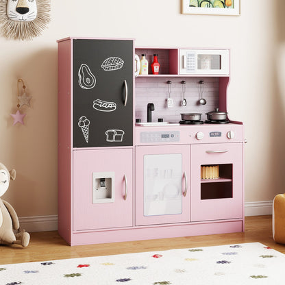 Pretend Play Kitchen with Utensils for Kids Aged 3+-Green