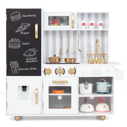 Pretend Play Kitchen for Kids with Real Sounds and Lights-Silver