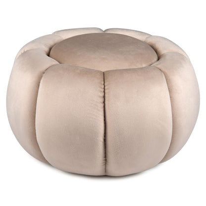 Pumpkin Ottoman with Hidden Storage and Removable Lid-Beige