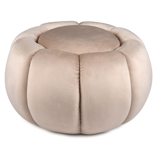 Pumpkin Ottoman with Hidden Storage and Removable Lid-Beige