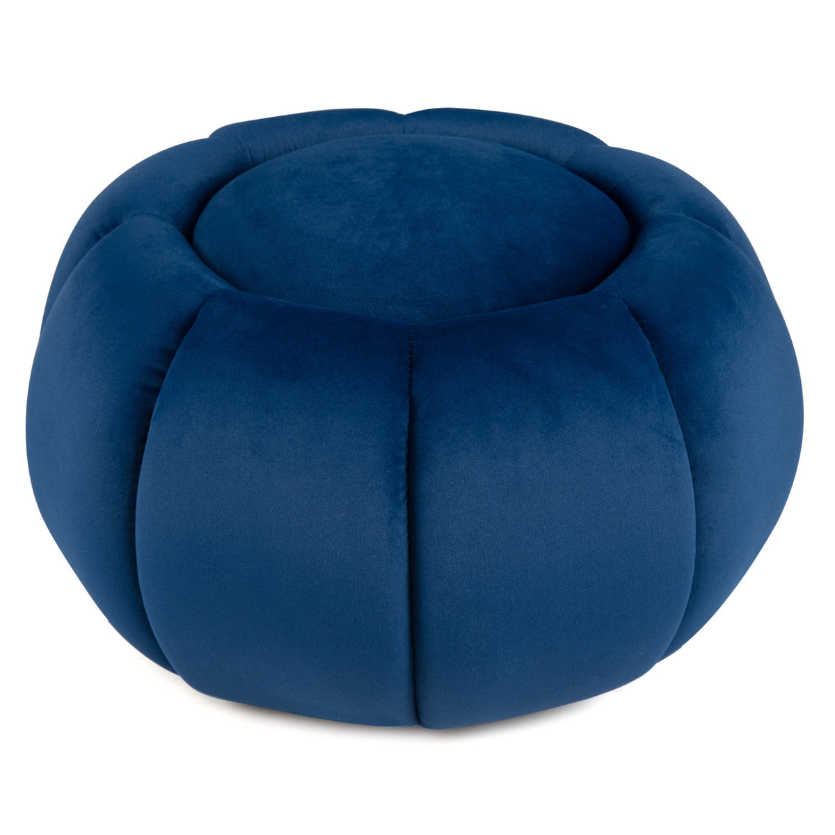 Pumpkin Ottoman with Hidden Storage and Removable Lid-Beige