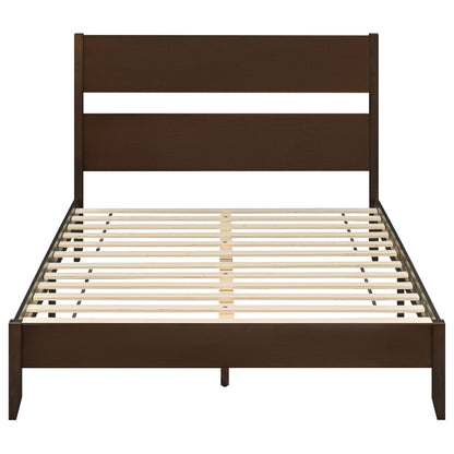 Queen Bed Frame with Headboard and Solid Wood Legs 12 Slats-Warm Brown