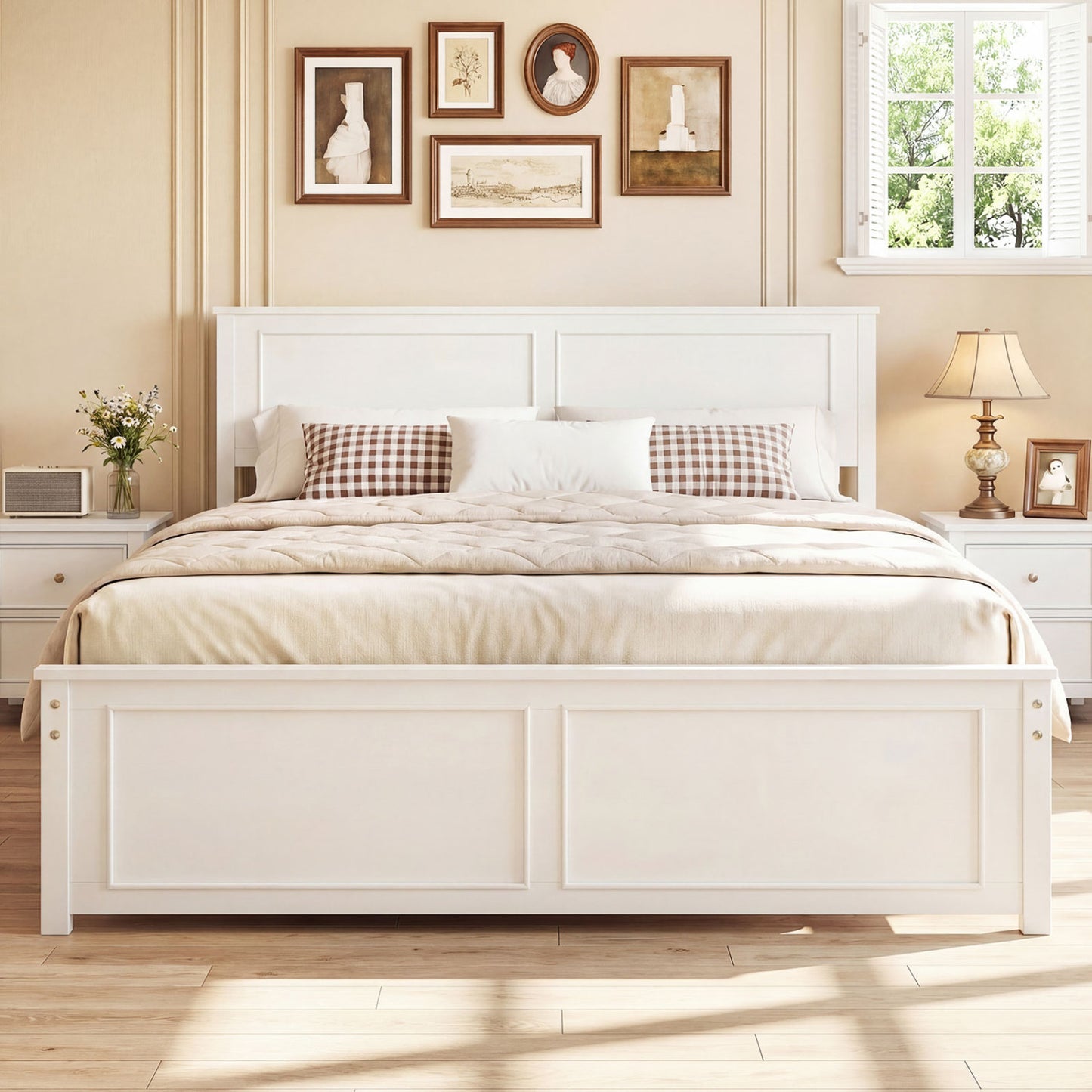 Queen Size Platform Bed Frame with Headboard