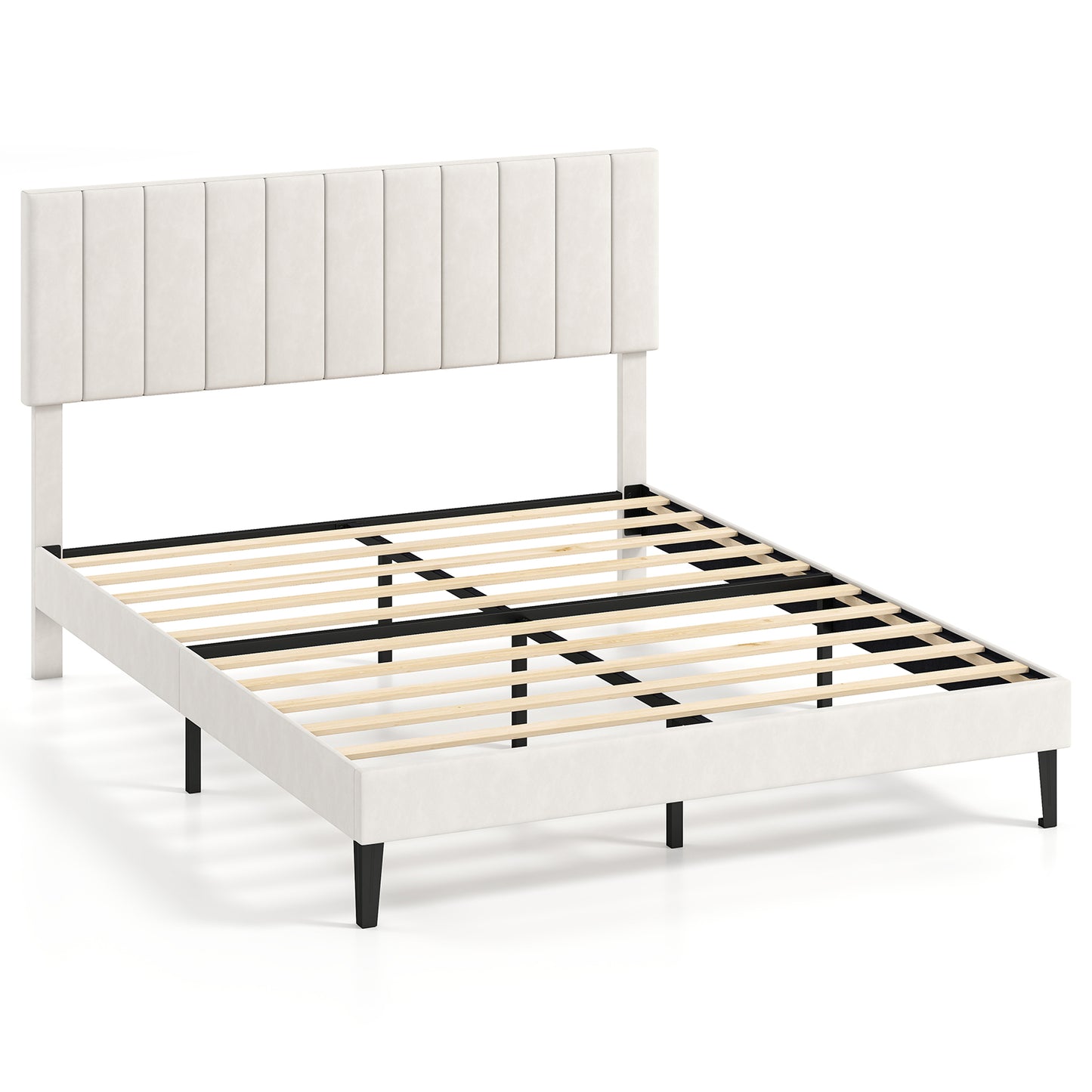 Queen Size Velvet Upholstered Platform Bed Frame