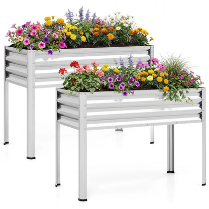 Set of 2 black metal raised garden beds with electro-coating, large elevated planters for outdoor gardening.