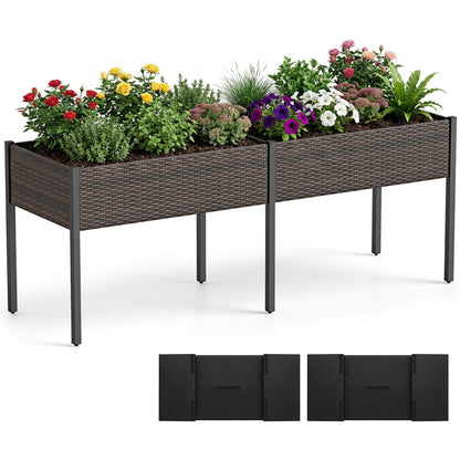 Brown raised garden bed with legs and removable liner for vegetables and herbs, outdoor garden furniture by Direct Wilsons Home Store