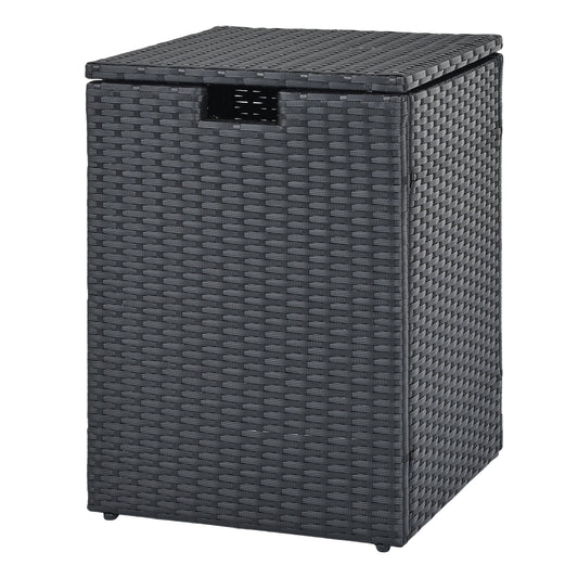Rattan Propane Tank Cover Patio Hideaway Tank Side Table-Black