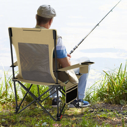 Reclining Camping Chair with Removable Footrest and Adjustable Backrest-Gray