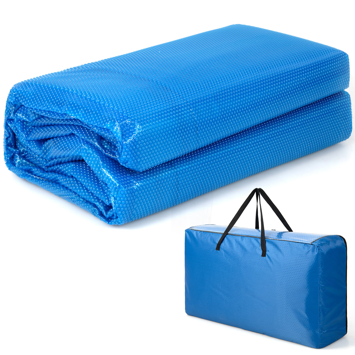 Rectangle Swimming Pool Cover 12-MIL Heat Retaining Pool Solar Blanket with Carrying Bag-36FT x 18FT