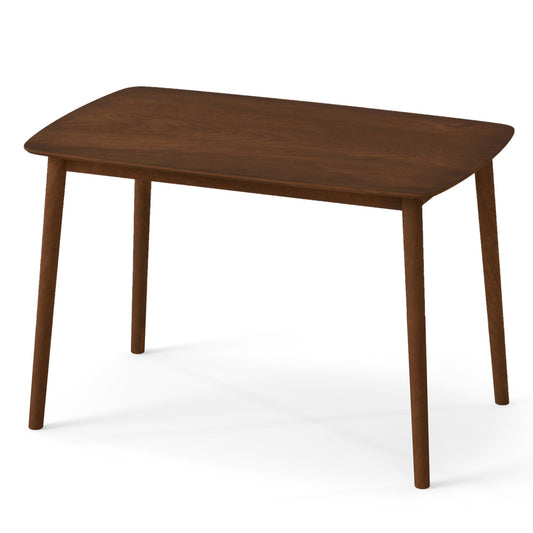 Rectangular wooden kitchen dining table for living room breakfast nook, by Wilsons Home Store, with smooth surface and sturdy legs.