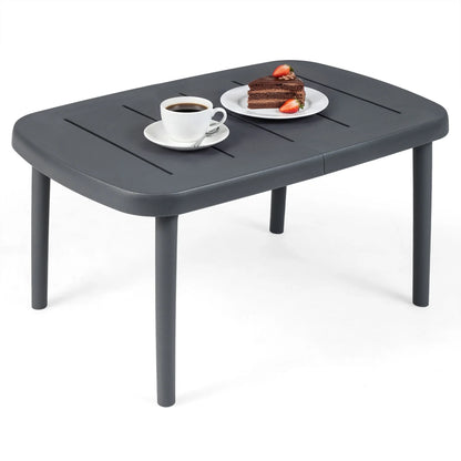 Rectangular Patio Storage Side Table with Aluminum Alloy Rods for Poolside-Gray