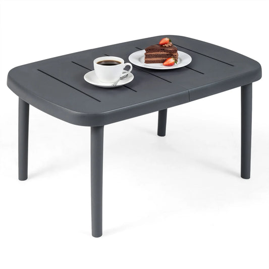 Rectangular Patio Storage Side Table with Aluminum Alloy Rods for Poolside-Gray