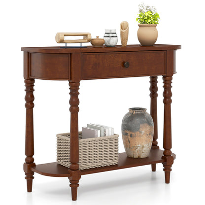 Retro Console Table36"L Wooden 2-Tier Narrow Behind Couch Foyer Table-Blue