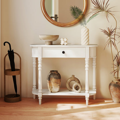 Retro Console Table36"L Wooden 2-Tier Narrow Behind Couch Foyer Table-Blue